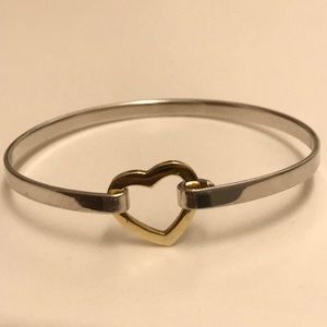 Sterling Silver & Gold Floating Heart Bracelet